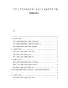2025地下資源勘探探明行業路徑及未來資源合理利用規劃報告