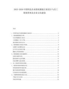 2025-2030中國科技企業(yè)股權(quán)激勵方案設(shè)計與員工績效管理及企業(yè)文化建設(shè)