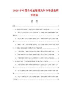 2025年中國自動波箱清洗劑市場調(diào)查研究報(bào)告