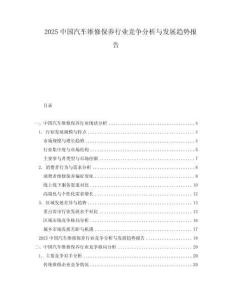 2025中國汽車維修保養(yǎng)行業(yè)競爭分析與發(fā)展趨勢報告
