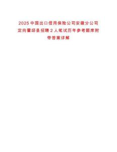 2025中國(guó)出口信用保險(xiǎn)公司安徽分公司定向霍邱縣招聘2人筆試歷年參考題庫(kù)附帶答案詳解