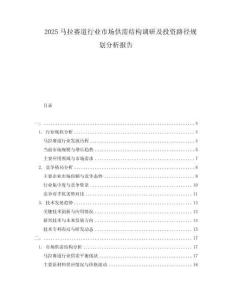 2025馬拉賽道行業(yè)市場供需結(jié)構(gòu)調(diào)研及投資路徑規(guī)劃分析報(bào)告