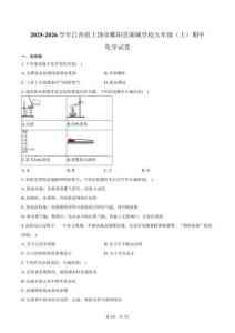 2025-2026學年江西省上饒市鄱陽縣湖城學校九年級（上）期中化學試卷（含答案）