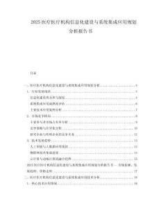 2025醫(yī)療醫(yī)療機(jī)構(gòu)信息化建設(shè)與系統(tǒng)集成應(yīng)用規(guī)劃分析報(bào)告書(shū)