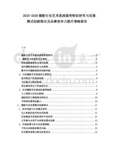 2025-2030攝影行業藝術流派演變特征研究與發展模式創新探討及品牌競爭力提升策略報告