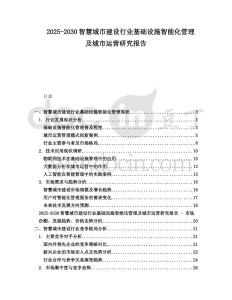 2025-2030智慧城市建設(shè)行業(yè)基礎(chǔ)設(shè)施智能化管理及城市運(yùn)營(yíng)研究報(bào)告