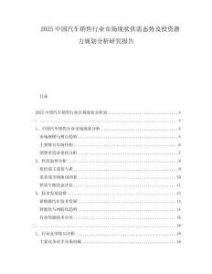 2025中國汽車銷售行業市場現狀供需態勢及投資潛力規劃分析研究報告