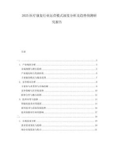 2025醫療康復行業運營模式深度分析及趨勢預測研究報告