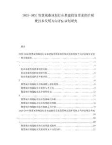 2025-2030智慧城市規(guī)劃行業(yè)基建投資需求供給現(xiàn)狀技術(shù)發(fā)展方向評估規(guī)劃研究