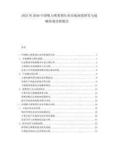 2025至2030中國(guó)吸入噴霧劑行業(yè)市場(chǎng)深度研究與戰(zhàn)略咨詢分析報(bào)告
