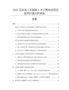 2025及未來5年智能ＩＰ計費電話項目投資價值分析報告