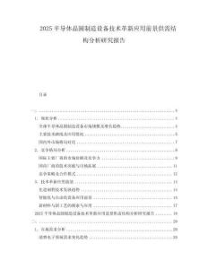 2025半導(dǎo)體晶圓制造設(shè)備技術(shù)革新應(yīng)用前景供需結(jié)構(gòu)分析研究報告