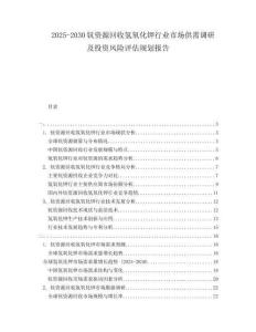 2025-2030鈧資源回收氫氧化鉀行業(yè)市場供需調(diào)研及投資風(fēng)險(xiǎn)評(píng)估規(guī)劃報(bào)告