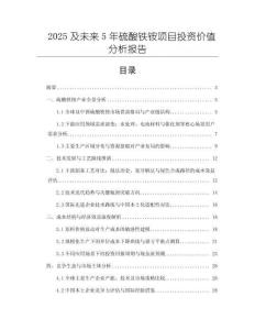 2025及未來5年硫酸鐵銨項目投資價值分析報告