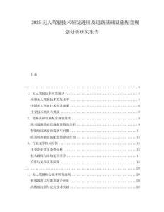2025無(wú)人駕駛技術(shù)研發(fā)進(jìn)展及道路基礎(chǔ)設(shè)施配套規(guī)劃分析研究報(bào)告