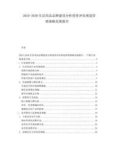 2025-2030生活用品品牌建設(shè)分析投資評估規(guī)劃營銷策略發(fā)展報告