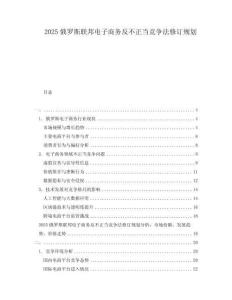 2025俄罗斯联邦电子商务反不正当竞争法修订规划