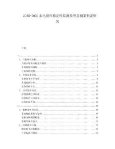 2025-2030水電供應穩定性監測及應急預案制定研究