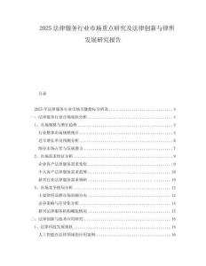 2025法律服務(wù)行業(yè)市場(chǎng)重點(diǎn)研究及法律創(chuàng)新與律所發(fā)展研究報(bào)告