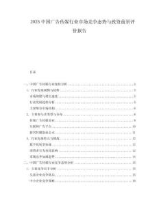 2025中國廣告?zhèn)髅叫袠I(yè)市場競爭態(tài)勢與投資前景評價報告