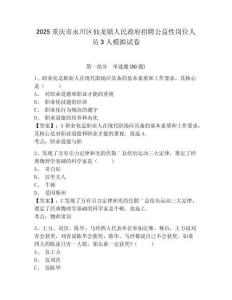 2025重慶市永川區仙龍鎮人民政府招聘公益性崗位人員3人模擬試卷及答案詳解（各地真題）