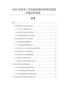 2025及未來5年自粘性搭扣帶項目投資價值分析報告