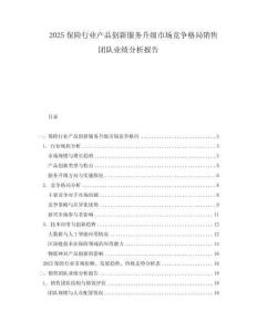 2025保險(xiǎn)行業(yè)產(chǎn)品創(chuàng)新服務(wù)升級(jí)市場(chǎng)競(jìng)爭(zhēng)格局銷售團(tuán)隊(duì)業(yè)績(jī)分析報(bào)告