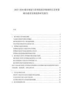 2025-2030城市規劃與管理現狀詳細調研以及智慧城市建設發展趨勢研究報告