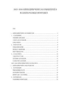 2025-2030高鐵軌道維護(hù)檢修行業(yè)市場(chǎng)現(xiàn)狀供需分析及投資評(píng)估規(guī)劃分析研究報(bào)告
