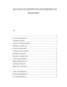 2025家電行業(yè)市場消費(fèi)者需求分析及創(chuàng)新投資方向規(guī)劃研究報(bào)告