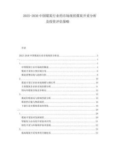 2025-2030中國(guó)煤炭行業(yè)的市場(chǎng)現(xiàn)狀煤炭開采分析及投資評(píng)估策略