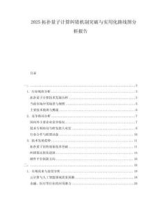 2025拓扑量子计算纠错机制突破与实用化路线图分析报告