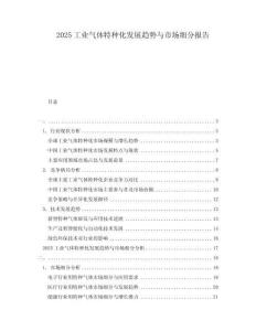 2025工業氣體特種化發展趨勢與市場細分報告