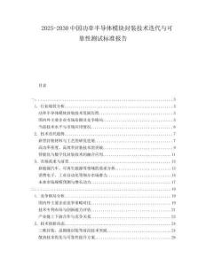 2025-2030中國功率半導體模塊封裝技術迭代與可靠性測試標準報告