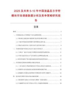 2025及未來5-10年中國液晶顯示字符模塊市場調查數據分析及競爭策略研究報告