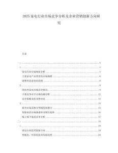 2025家電行業(yè)市場競爭分析及企業(yè)營銷創(chuàng)新方向研究