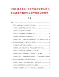 2025及未來5-10年中國臺盆龍頭單孔市場調查數據分析及競爭策略研究報告