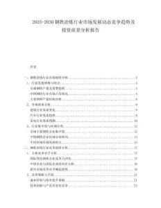 2025-2030鋼鐵冶煉行業市場發展動態競爭趨勢及投資前景分析報告