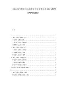 2025家電行業(yè)市場深度研究及投資前景分析與發(fā)展策略研究報(bào)告