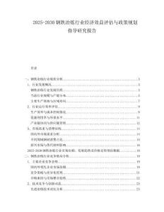 2025-2030鋼鐵冶煉行業經濟效益評估與政策規劃指導研究報告