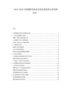 2025-2030中國鋼鐵冶煉業市場發展趨勢分析投資評估