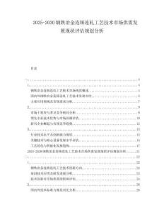 2025-2030鋼鐵冶金連鑄連軋工藝技術市場供需發展現狀評估規劃分析