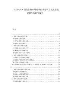 2025-2030保險行業(yè)市場現(xiàn)狀供求分析及發(fā)展前景規(guī)劃分析研究報告