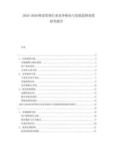 2025-2030財富管理行業競爭格局與發展趨勢深度研究報告