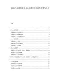 2025全球碳捕獲技術(shù)大規(guī)模應(yīng)用經(jīng)濟(jì)性測(cè)算與分析