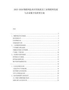 2025-2030物聯(lián)網(wǎng)技術(shù)應(yīng)用現(xiàn)狀及工業(yè)物聯(lián)網(wǎng)發(fā)展與企業(yè)數(shù)字化轉(zhuǎn)型方案