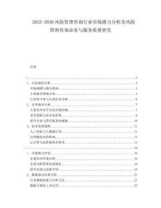 2025-2030風(fēng)險(xiǎn)管理咨詢行業(yè)市場潛力分析及風(fēng)險(xiǎn)管理咨詢業(yè)務(wù)與服務(wù)質(zhì)量研究