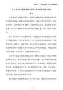 農(nóng)村青年通過職業(yè)技能培訓(xùn)進(jìn)入新興產(chǎn)業(yè)的路徑分析