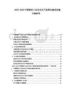 2025-2030中國肥料工業安全生產標準化建設實施方案研究