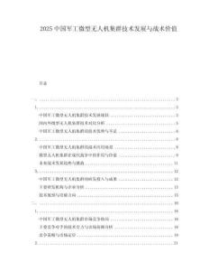 2025中國(guó)軍工微型無(wú)人機(jī)集群技術(shù)發(fā)展與戰(zhàn)術(shù)價(jià)值